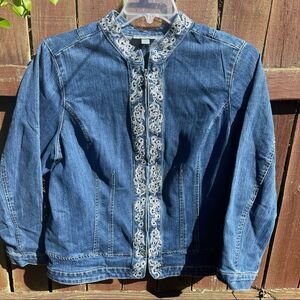 Dressbarn Embroidered Denim Jacket 14/16